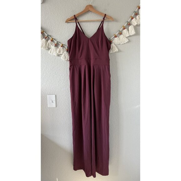Halara Breezeful Pocket Wide Leg Quick Dry Slip Jumpsuit Amaranth Casual NWT L - Picture 1 of 9